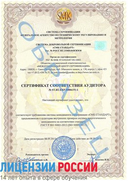 Образец сертификата соответствия аудитора №ST.RU.EXP.00006191-1 Кстово Сертификат ISO 50001